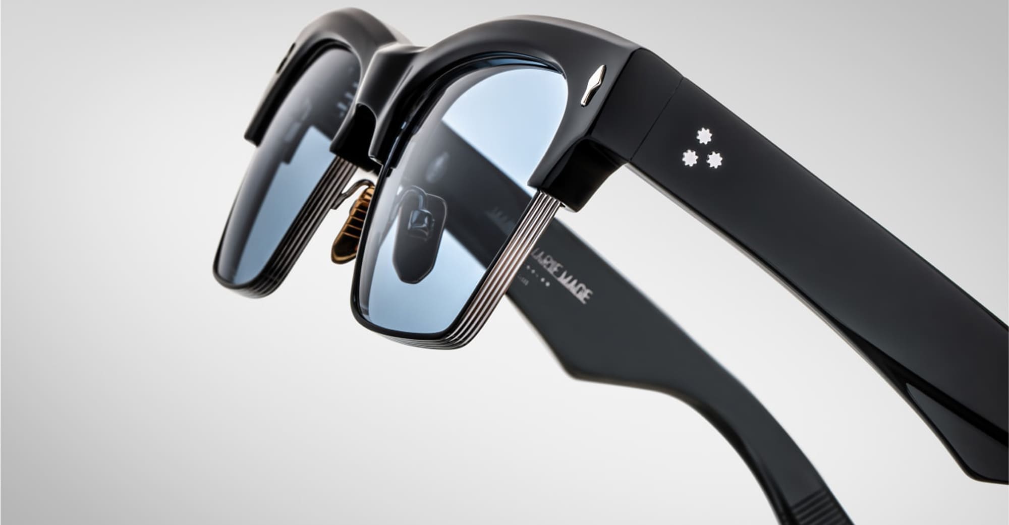 Ottica Mondello Roma - Jacques Marie Mage - JMMUB-88 - BUGSY - BLACK - Acetate, titanium - shape Clubmaster - transparent beige - EYEWEAR - SUNGLASSES - Unisex,Uomo,Donna,Women,Men - lens Blue - Made In Japan