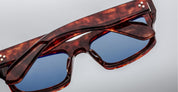 Ottica Mondello Roma - Jacques Marie Mage - JMMVNX- 7U - CLEAVON 57 - BRECCIA - Acetate - shape Rectangular - Havana - EYEWEAR - SUNGLASSES - Uomo,Men - lens Blue - Made In Japan