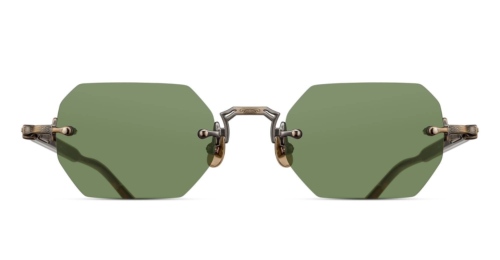 Ottica Mondello Roma - Matsuda - M5010.SG.AG-DTO.51 - M5010 - ANTIQUE GOLD / DARK TORTOISE - titanium, acetate - shape Rectangular - gold, tortoise - EYEWEAR - SUNGLASSES - Unisex,Uomo,Donna,Women,Men - lens Green - Made In Japan