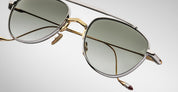 Ottica Mondello Roma - Jacques Marie Mage - JMMFY-12S - FLYNN - ELECTRUM - Titanium - shape Aviator - gold, silver - EYEWEAR - SUNGLASSES - Unisex,Uomo,Donna,Women,Men - lens light bottle green - Made In Japan