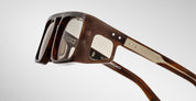 Ottica Mondello Roma - Jacques Marie Mage - JMMWS-10Y6 - DECADE COLLECTION: WINDSOR - BARK HORN - Acetate - shape Rectangular - black, brown - EYEWEAR - SUNGLASSES - Uomo,Men - lens khaki - Made In Japan