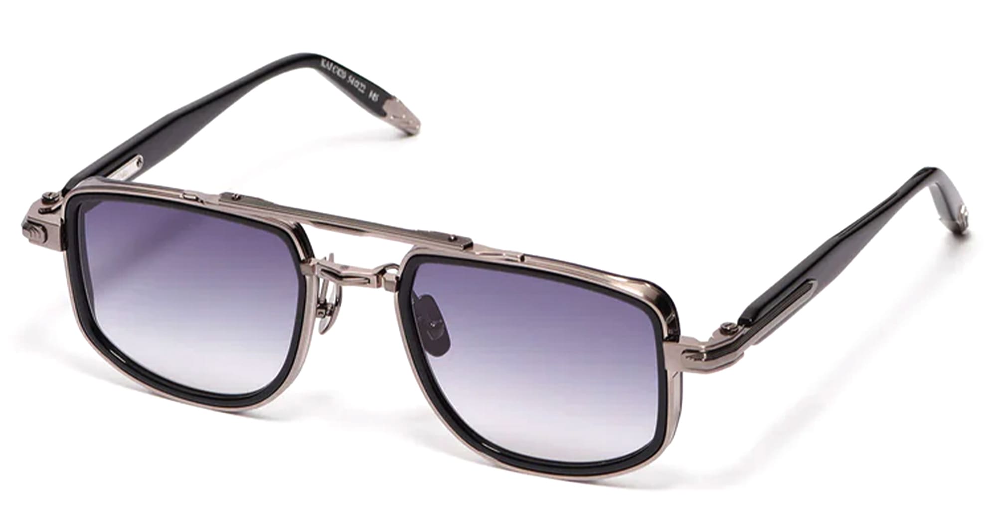  Brushed Ruthenium - Metal - shape Geometric - Black, Grey - EYEWEAR - SUNGLASSES - Unisex,Uomo,Donna,Women,Men - lens Gradient blue - Made In France