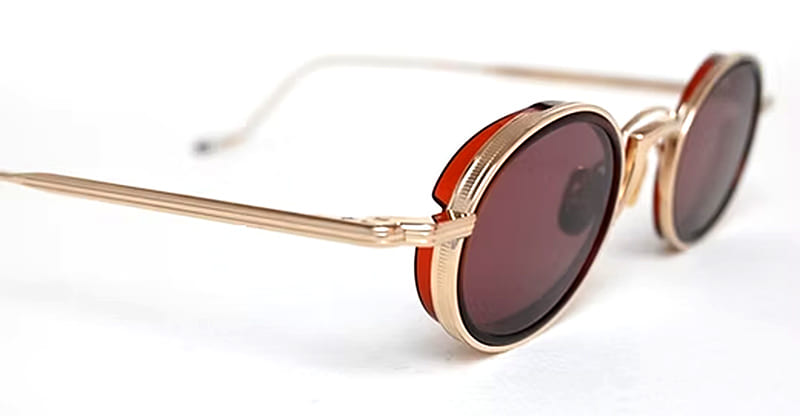 Ottica Mondello Roma - Jacques Marie Mage - JMMVD-22 - VARDA - CHAMPAGNE - Titanium - shape Oval - Gold - EYEWEAR - SUNGLASSES - Unisex,Uomo,Donna,Women,Men - lens burgundy - Made In Japan