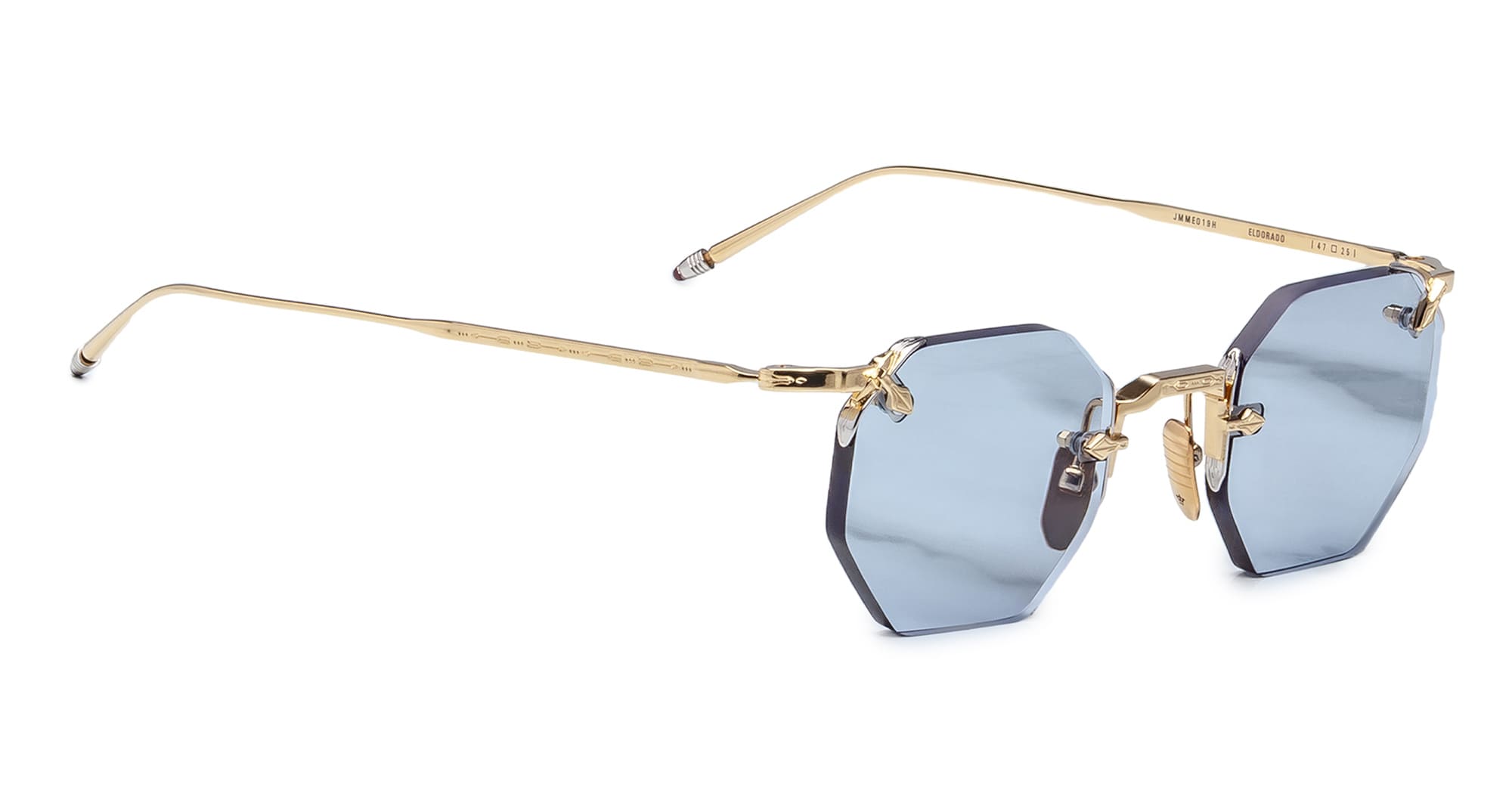 Ottica Mondello Roma - Jacques Marie Mage - JMMEO-19H - EL DORADO - CIEL - beta titanium - shape Octagonal - Gold - EYEWEAR - SUNGLASSES - Unisex,Uomo,Donna,Women,Men - lens Blue - Made In Japan