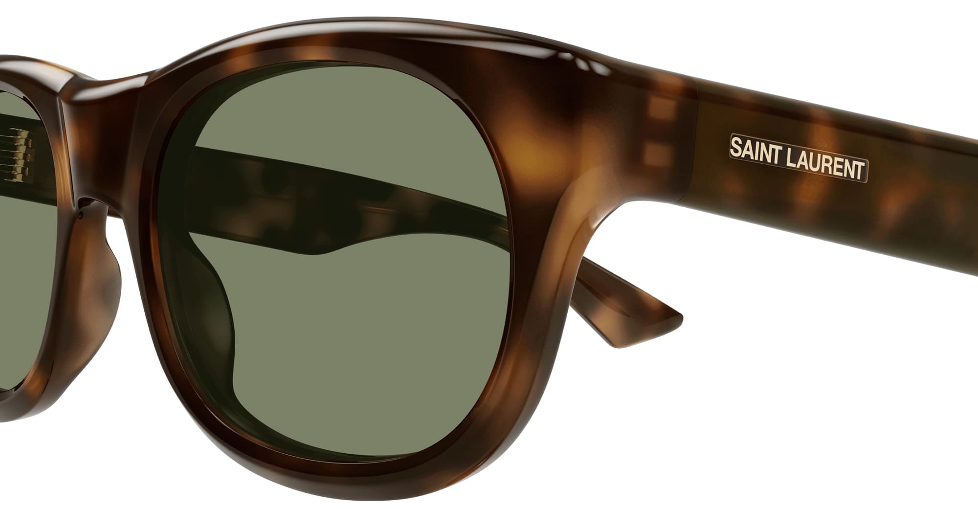 Ottica Mondello Roma - Saint Laurent - SL 815 ROMY-002 - SL 815 ROMY-002 - HAVANA - Acetate - shape Round - Black - EYEWEAR - SUNGLASSES - Donna,Women - lens Green - Made In Italy