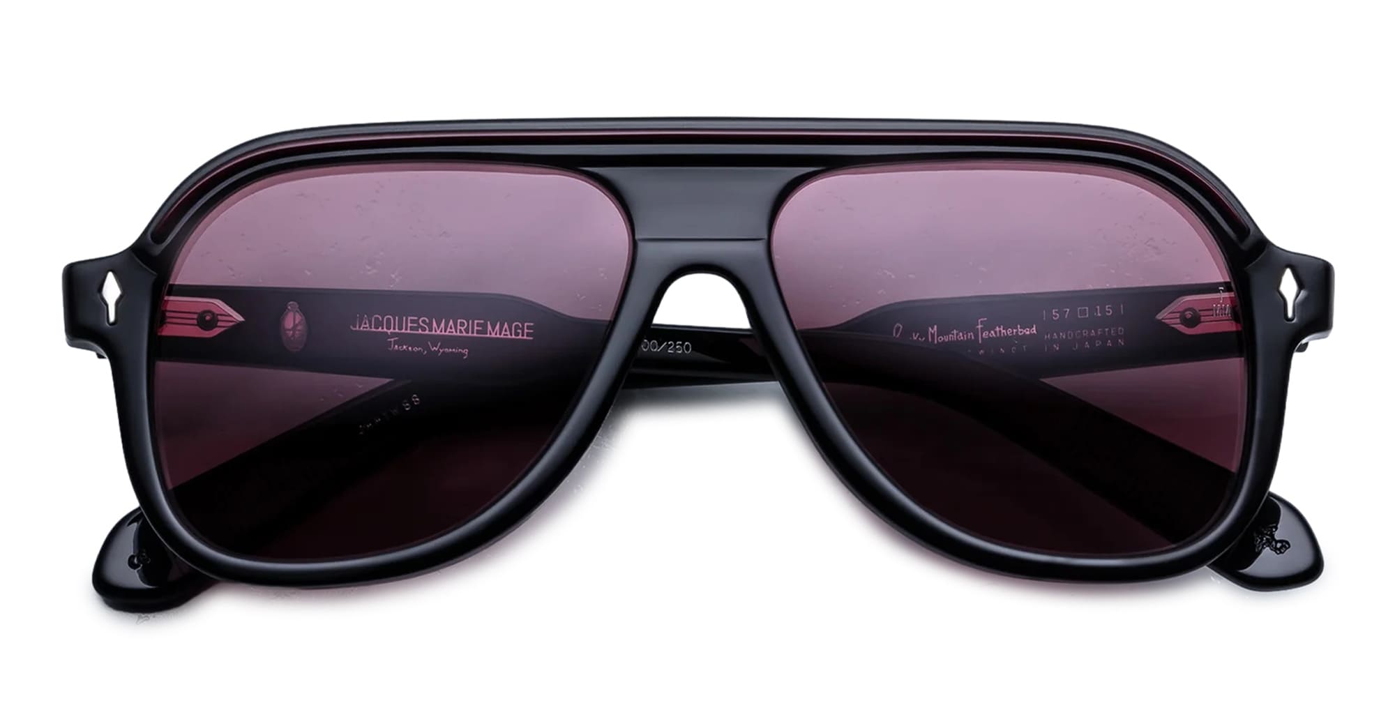 Ottica Mondello Roma - Jacques Marie Mage - JMMTW-88 - RMFC FOR JMM: TEEWINOT - BLACK - Acetate - shape Navigator - Black - EYEWEAR - SUNGLASSES - Unisex,Uomo,Donna,Women,Men - lens burgundy - Made In Japan