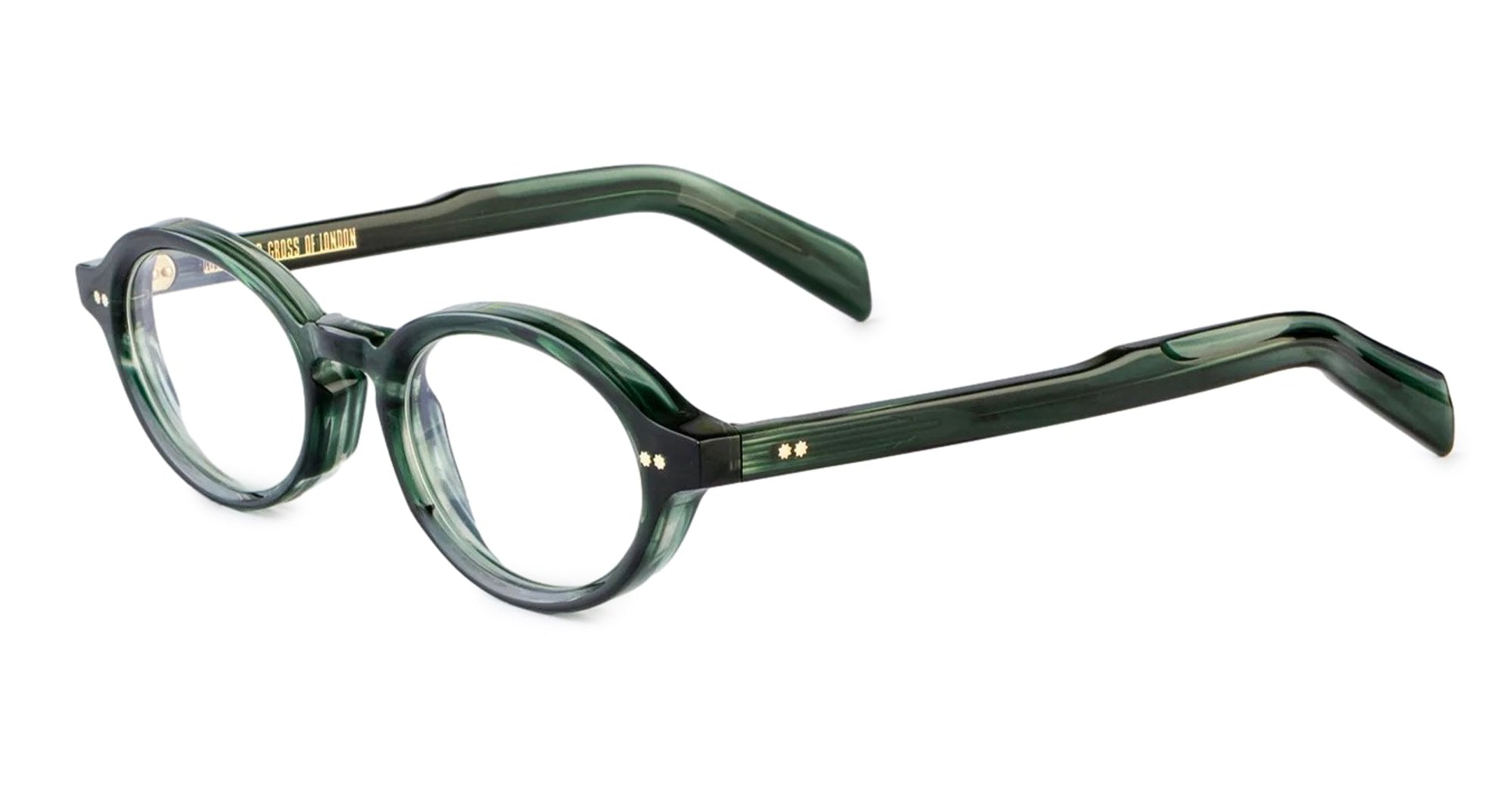 Ottica Mondello Roma - Cutler and Gross - CGOP-GR13-49-03 - GR13 - STRIPED DARK GREEN RX - Acetate - shape Oval - green - EYEWEAR - EYEGLASSES - Unisex,Uomo,Donna,Women,Men - lens Clear - Made In Italy