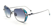 Ottica Mondello Roma - Matsuda - M3153.SG.AS.49 - M3153 - ANTIQUE SILVER / BLUE GREY GRADIENT - Titanium - shape Squared - Silver - EYEWEAR - SUNGLASSES - Unisex,Uomo,Donna,Women,Men - lens Gradient blue - Made In Japan