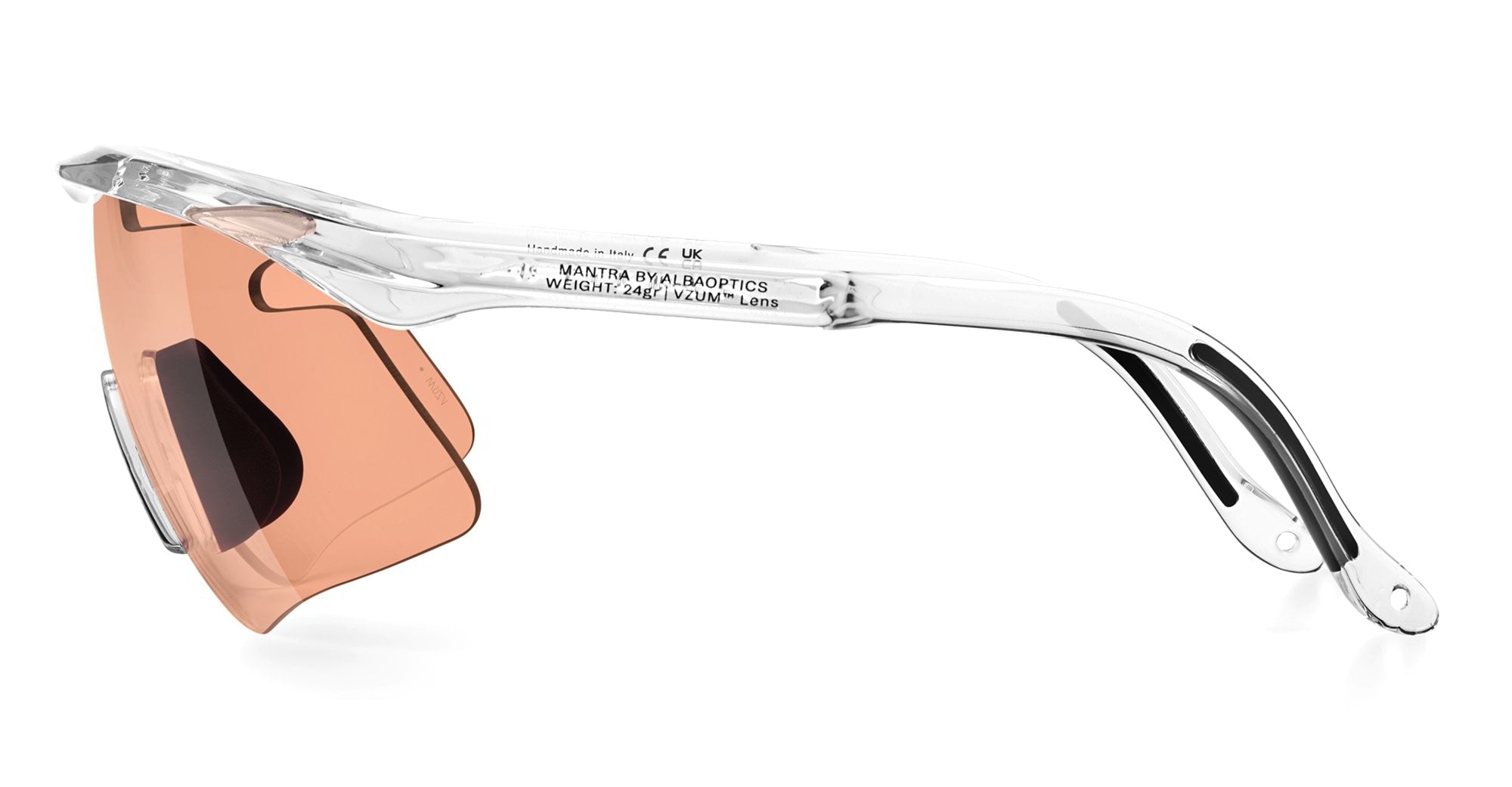 Ottica Mondello Roma - Alba Optics - 8050054518763 - MANTRA - CRYSTAL GLOSSY / VZUM SALMON - Tr90 - shape Mask - Crystal - EYEWEAR - SUNGLASSES - Unisex,Uomo,Donna,Women,Men - lens Pink - Made In Italy