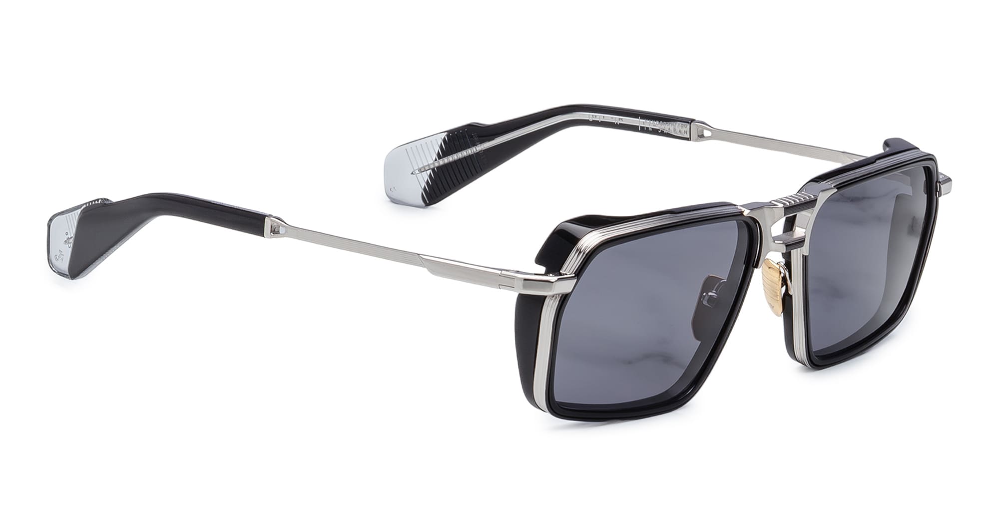 Ottica Mondello Roma - Jacques Marie Mage - JMMGTR-17G - GT-R - ARMOUR - titanium, acetate - shape Navigator - silver, black - EYEWEAR - SUNGLASSES - Uomo,Men - lens Grey - Made In Japan