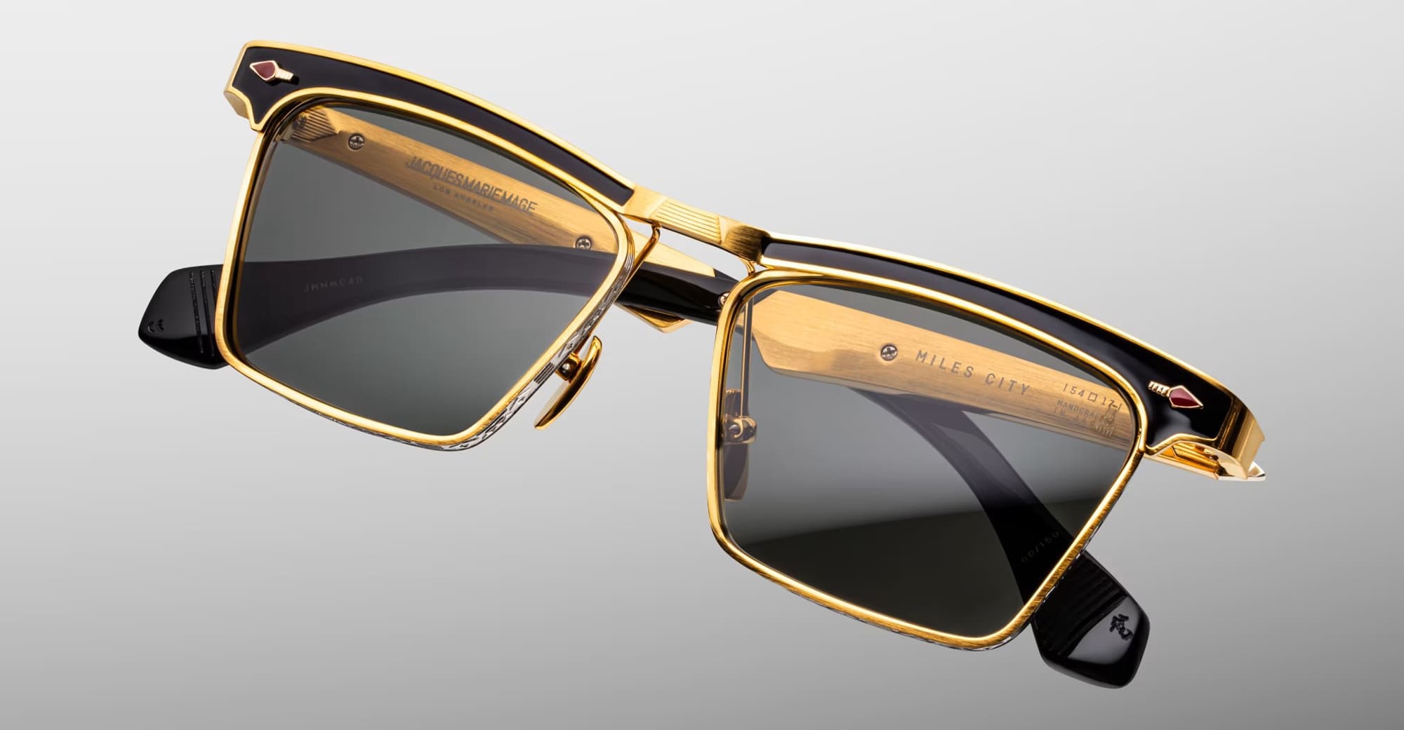 Ottica Mondello Roma - Jacques Marie Mage - JMMMC-40 - LAST FRONTIER VII - MILES CITY - GOLD - Titanium - shape Clubmaster - Gold - EYEWEAR - SUNGLASSES - Unisex,Uomo,Donna,Women,Men - lens Grey - Made In Japan