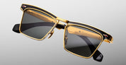 Ottica Mondello Roma - Jacques Marie Mage - JMMMC-40 - LAST FRONTIER VII - MILES CITY - GOLD - Titanium - shape Clubmaster - Gold - EYEWEAR - SUNGLASSES - Unisex,Uomo,Donna,Women,Men - lens Grey - Made In Japan