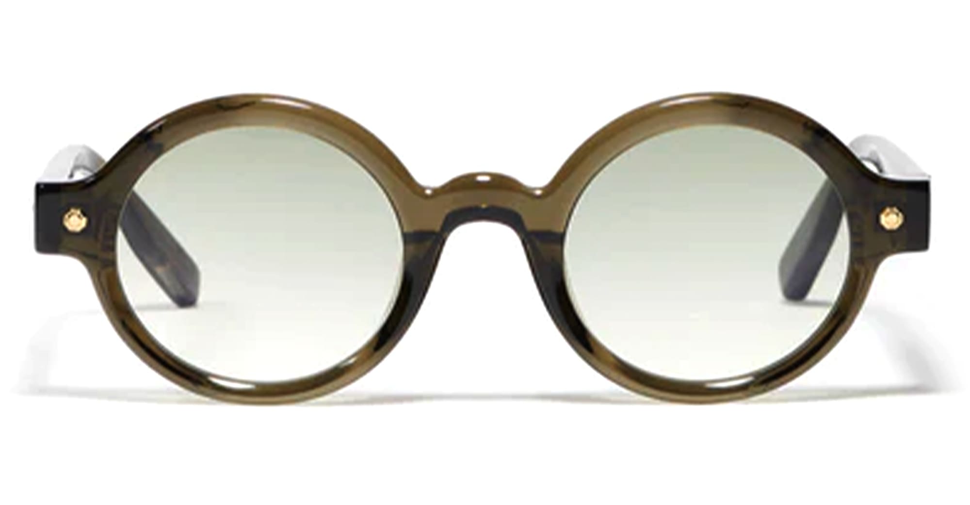 Ottica Mondello Roma - John Dalia - P13-C163-46 - Project 13 (46) - C163 Olive Translucid / Gold - Acetate - shape Round - green, gold - EYEWEAR - SUNGLASSES - Unisex,Uomo,Donna,Women,Men - lens Gradient green - Made In France