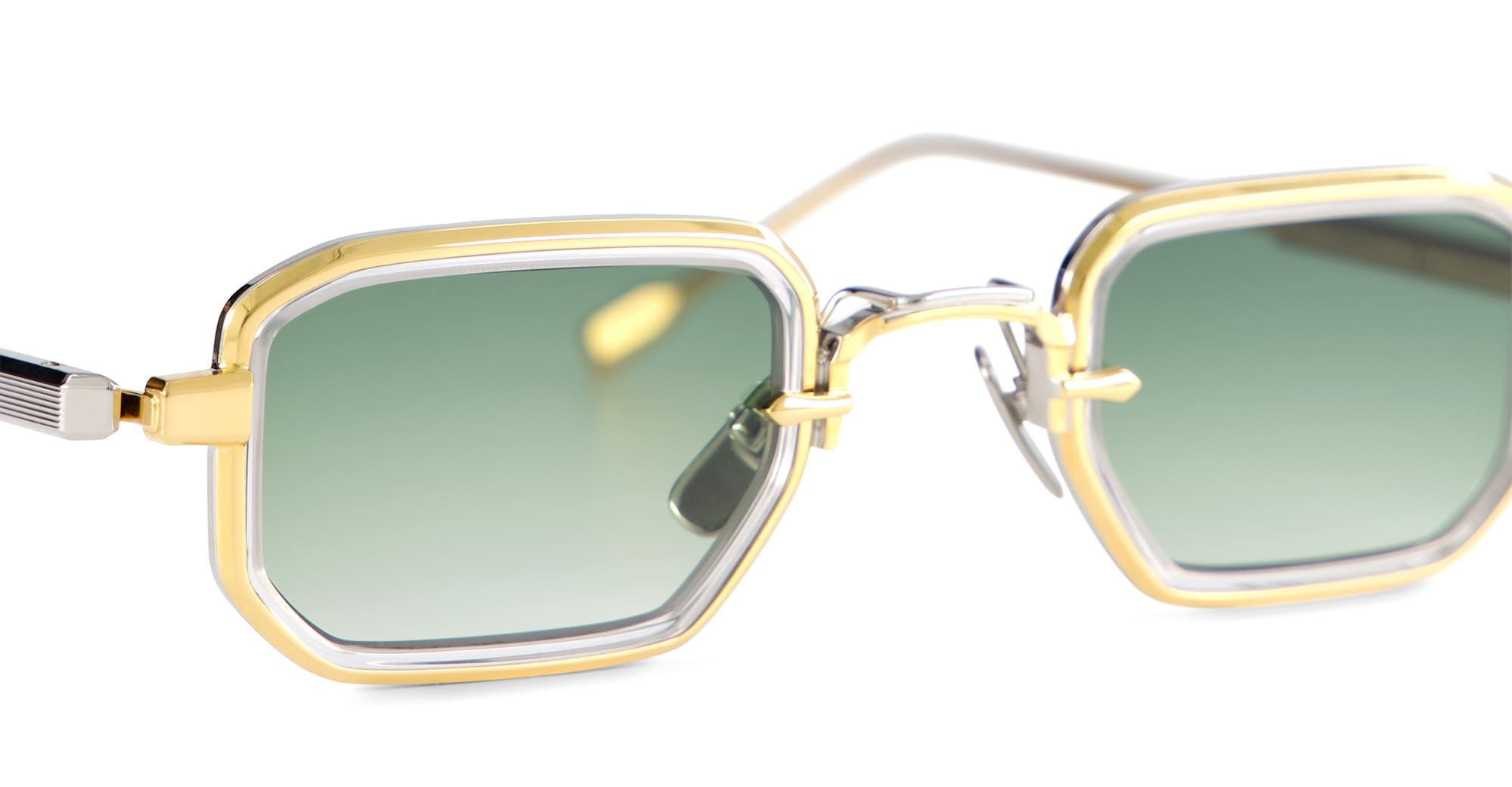 Ottica Mondello Roma - Sato - Deneb-T-YG-P-1 - Deneb-T YG/P-1 - YELLOW GOLD / PLATINUM - Titanium - shape Rectangular - Gold - EYEWEAR - SUNGLASSES - Unisex,Uomo,Donna,Women,Men - lens Gradient green - Made In Japan
