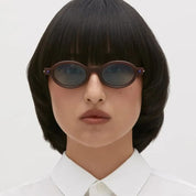 Ottica Mondello Roma - Kuboraum - KRS0P6MH0000002W - MASK P6 MH - MAHOGANY - Acetate - shape Oval - burgundy - EYEWEAR - SUNGLASSES - Unisex,Uomo,Donna,Women,Men - lens Blue - Made In Italy