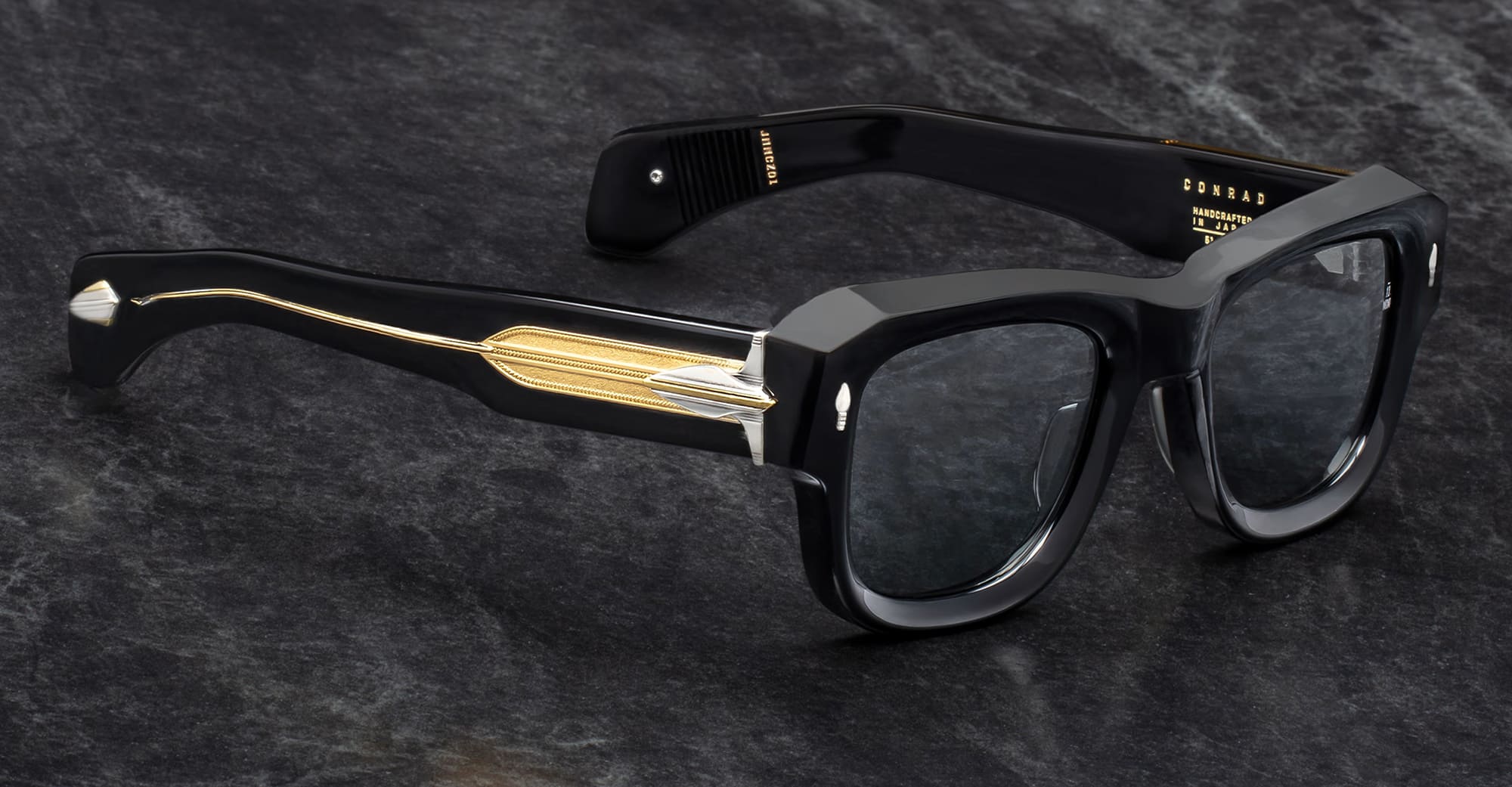 Ottica Mondello Roma - Jacques Marie Mage - JMMCZ-01 - LAST FRONTIER VII - CONRAD - NOIR - Acetate - shape Squared - Black - EYEWEAR - SUNGLASSES - Unisex,Uomo,Donna,Women,Men - lens Grey - Made In Japan