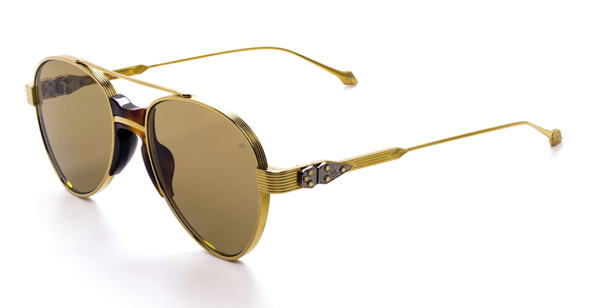 Ottica Mondello Roma - Daizo - TH-AVR001-GK18-VB01 - HIRO - 18K GOLD-PLATED / vintage brown lens - Titanium - shape Aviator - Havana - EYEWEAR - SUNGLASSES - Unisex,Uomo,Donna,Women,Men - lens Brown - Made In Japan