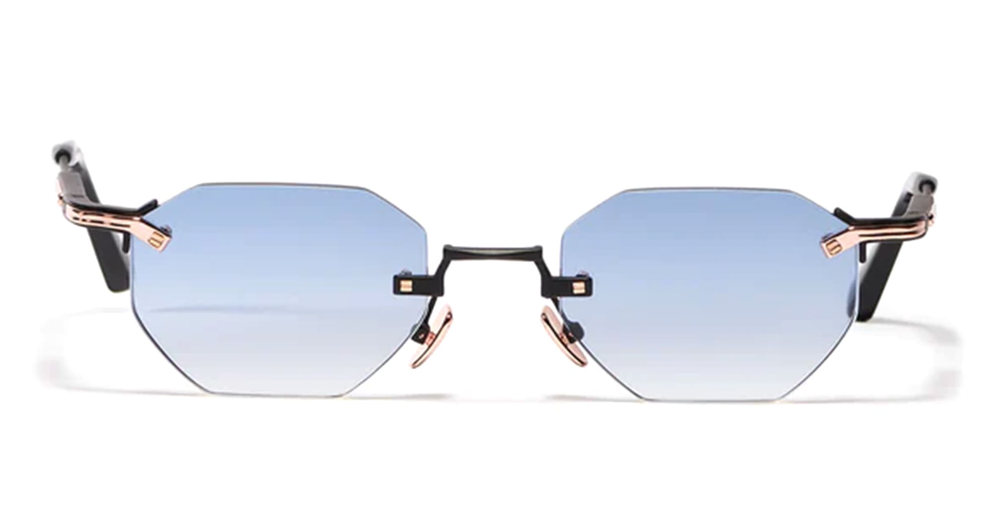 Ottica Mondello Roma - John Dalia - CURTIS-C303 - CURTIS - C303 Carbon Effect - stainless steel - shape Hexagonal - Black - EYEWEAR - SUNGLASSES - Unisex,Uomo,Donna,Women,Men - lens Gradient blue - Made In France