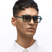 Ottica Mondello Roma - Kuboraum - KRS0P2HB0000002F - MASK P2 HB - HAMBURGER BANOFF - Metal - shape Rectangular - green - EYEWEAR - SUNGLASSES - Unisex,Uomo,Donna,Women,Men - lens light grey - Made In Italy