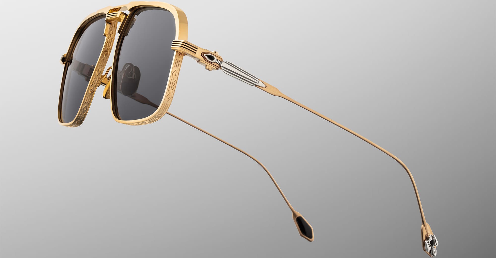 Ottica Mondello Roma - Jacques Marie Mage - JMMLB-L1 - LAST FRONTIER VII - LABARGE - MAXI - Titanium - shape Navigator - gold, silver - EYEWEAR - SUNGLASSES - Unisex,Uomo,Donna,Women,Men - lens Grey - Made In Japan