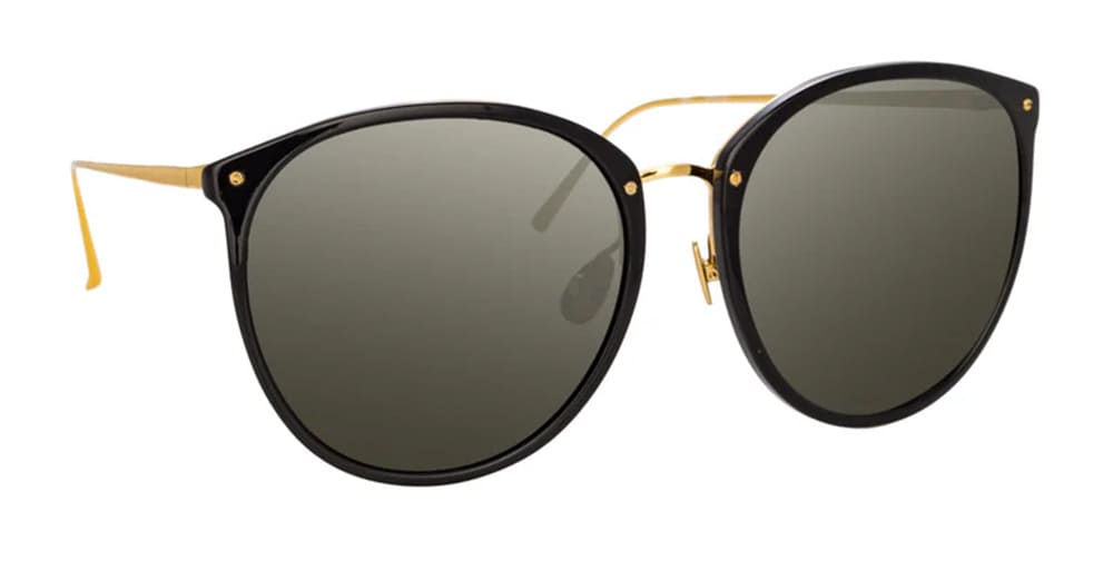  YELLOW GOLD - Acetate, titanium - shape Round - Black - EYEWEAR - SUNGLASSES - Donna,Women - lens Grey - MadeIn Japan