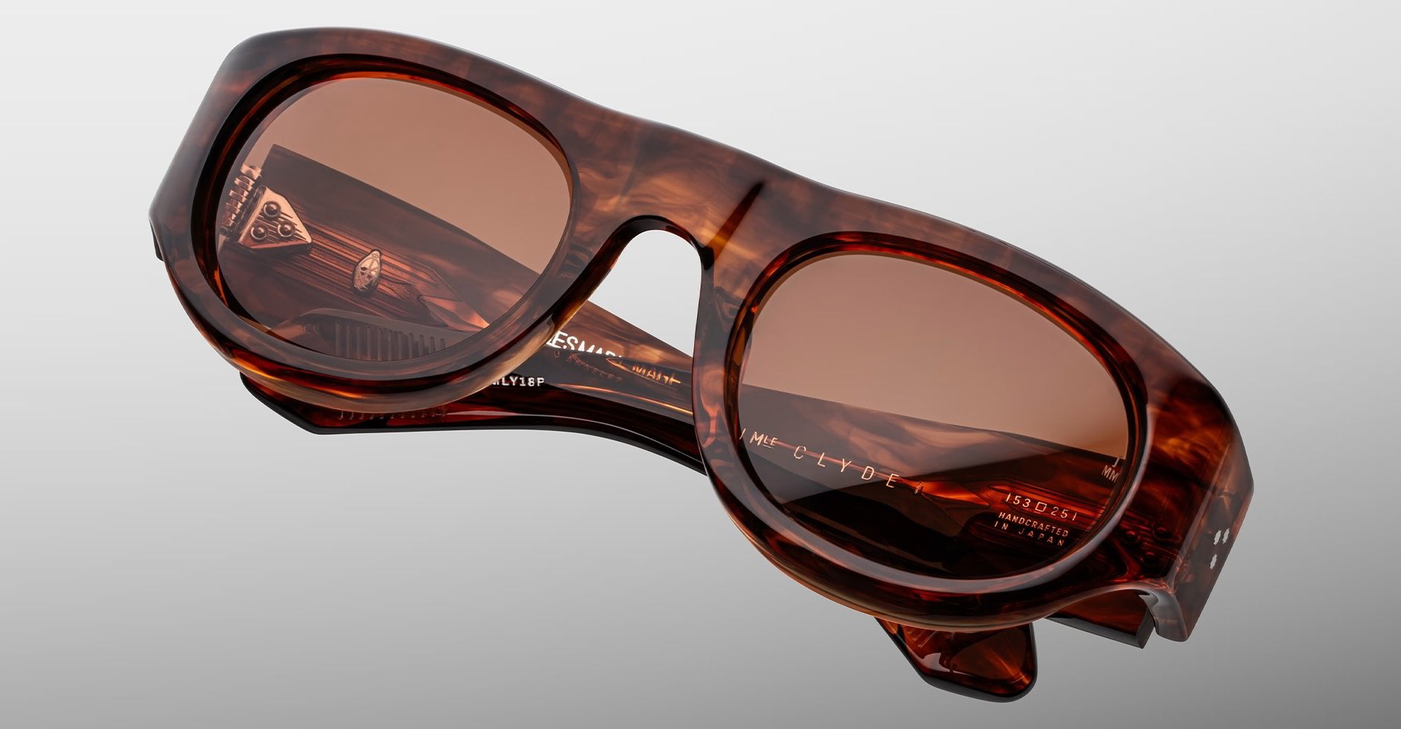 Ottica Mondello Roma - Jacques Marie Mage - JMMLY-18P - CLYDE 2.0 - BOURBON - Acetate - shape Oval - Havana - EYEWEAR - SUNGLASSES - Unisex,Uomo,Donna,Women,Men - lens Brown - Made In Japan