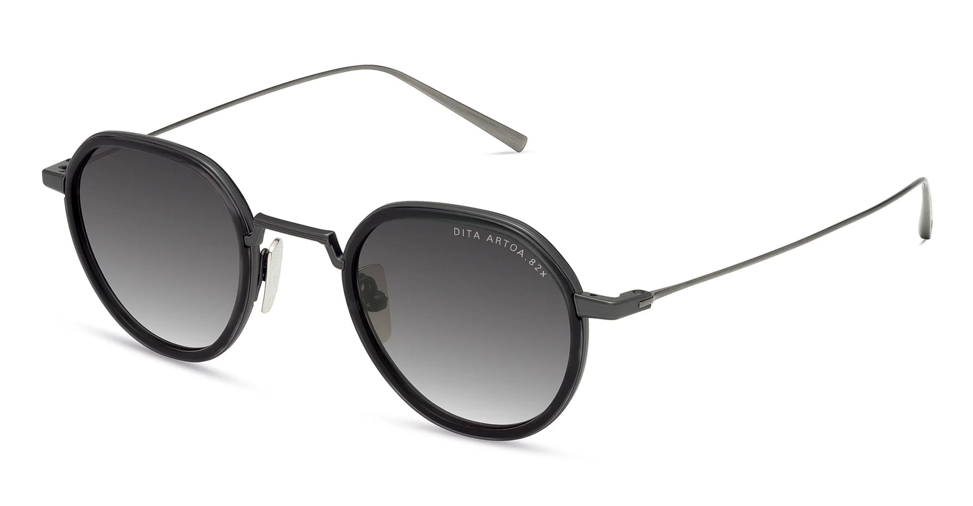  SILVER - Titanium - shape Round - black, silver - EYEWEAR - SUNGLASSES - Unisex,Uomo,Donna,Women,Men - lens Gradient grey - Made In Japan