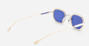 Ottica Mondello Roma - Sato - Timir-II-P-RG-1 - Timir II - Platinum / Rose Gold - Titanium - shape Squared - silver, gold - EYEWEAR - SUNGLASSES - Unisex,Uomo,Donna,Women,Men - lens Blue - Made In Japan