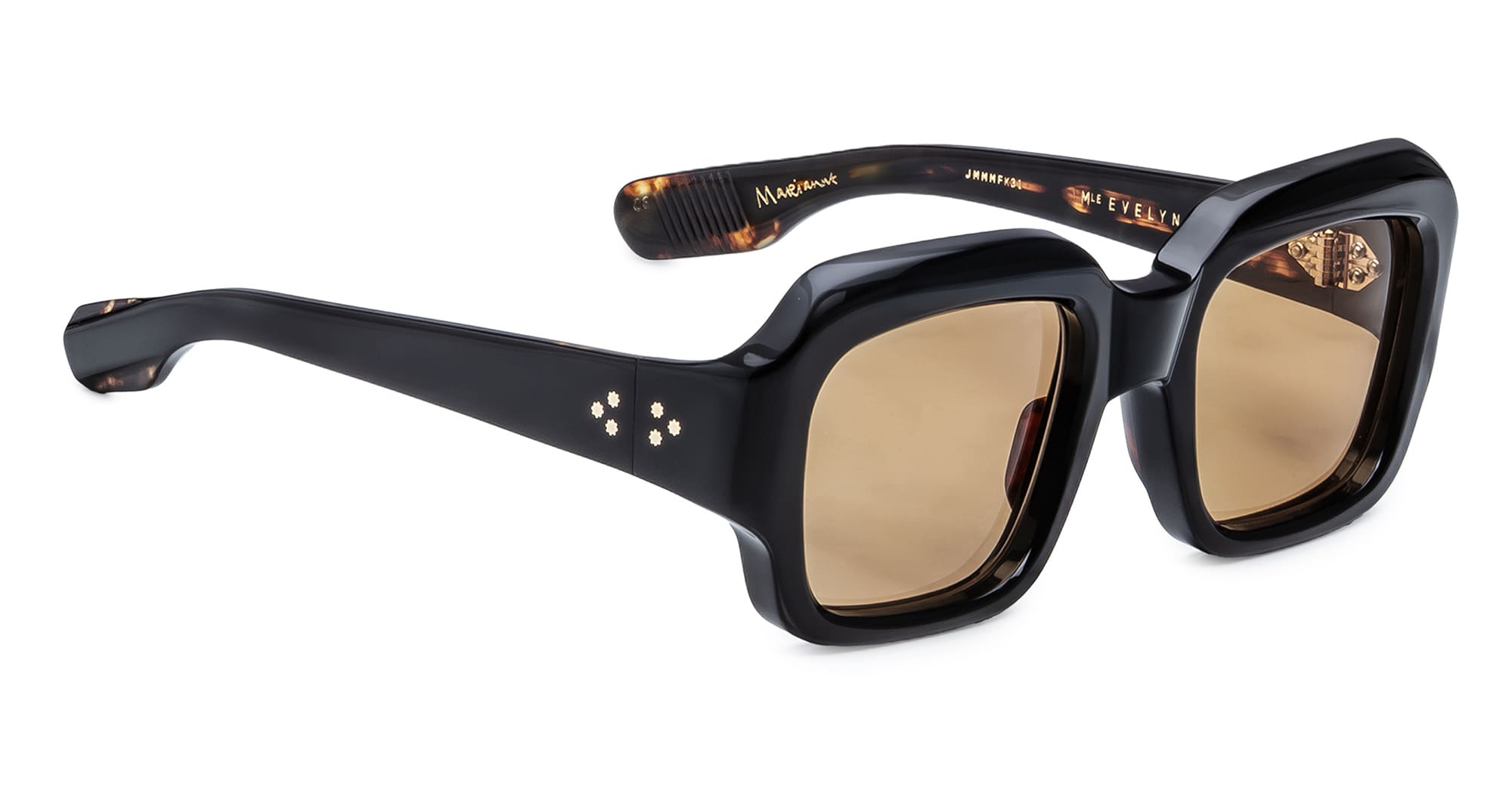Ottica Mondello Roma - Jacques Marie Mage - JMMMF-K31 - MARIANNE FAITHFULL: EVELYN - MONDAY - Acetate - shape Squared - Black - EYEWEAR - SUNGLASSES - Donna,Women - lens sepia - Made In Japan