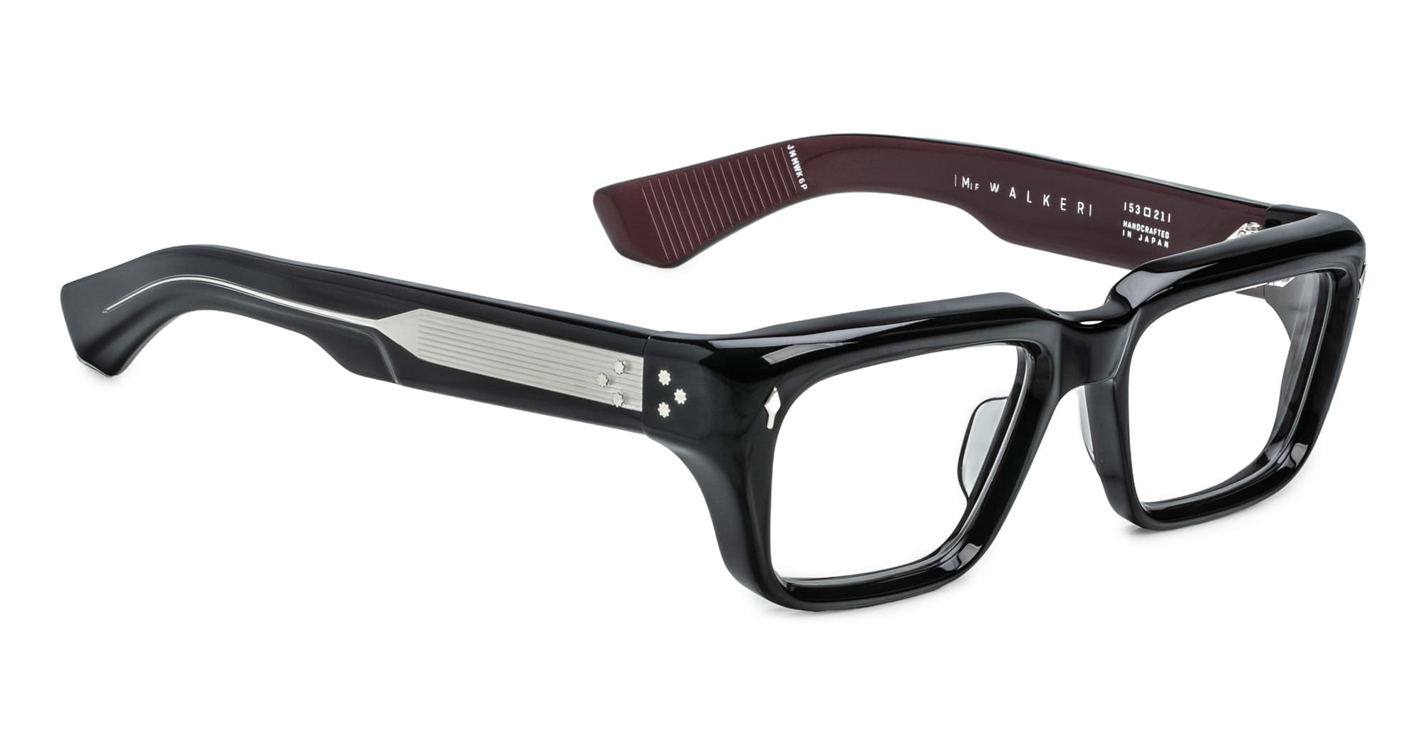 Ottica Mondello Roma - Jacques Marie Mage - JMMWKRX-6P - WALKER - BLOODSTONE RX - Acetate - shape Rectangular - black, burgundy - EYEWEAR - SUNGLASSES - Uomo,Men - lens Clear - Made In Japan