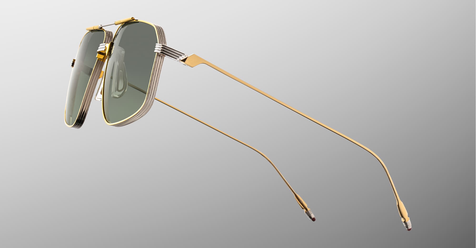 Ottica Mondello Roma - Jacques Marie Mage - JMMJG-12M - JAGGER - MUSKET - Titanium - shape Aviator - Gold - EYEWEAR - SUNGLASSES - Unisex,Uomo,Donna,Women,Men - lens Gradient green - Made In Japan