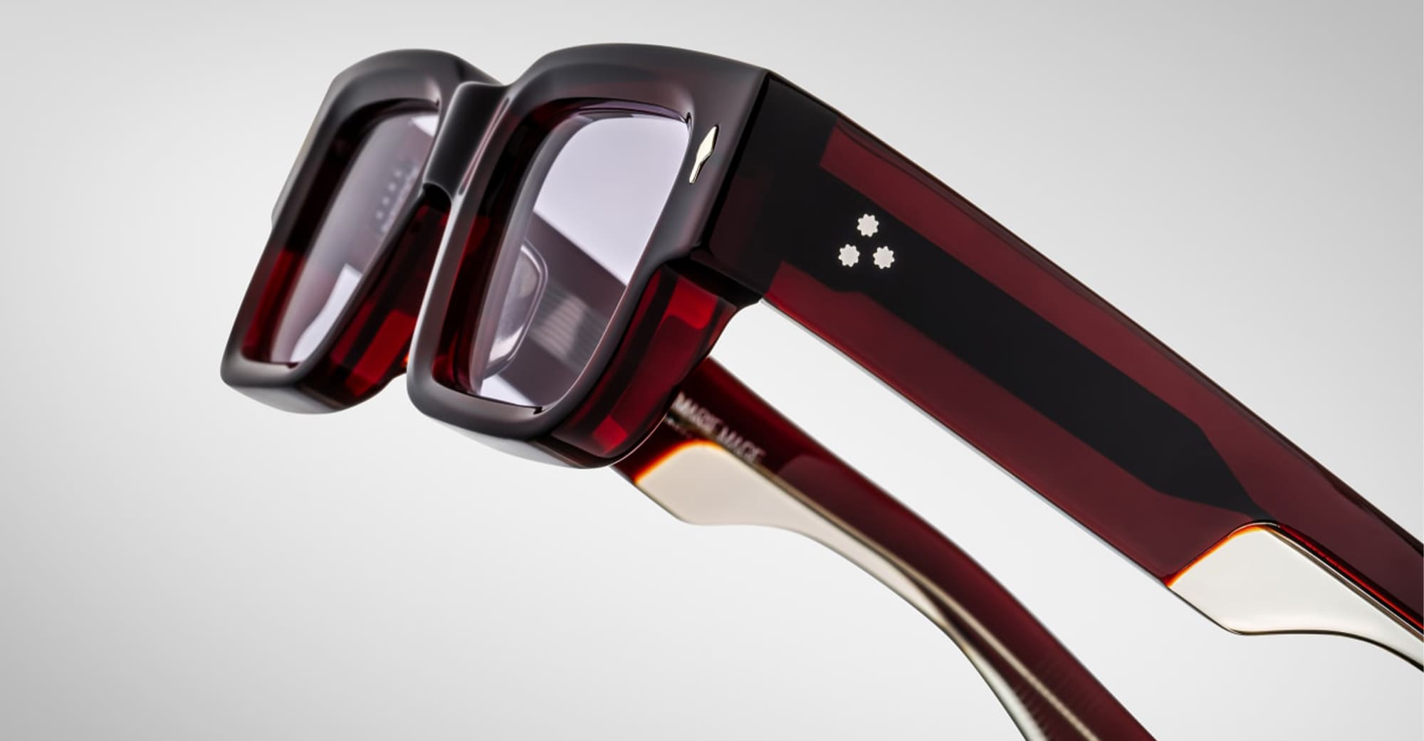 Ottica Mondello Roma - Jacques Marie Mage - JMMAS-14N - ASCARI - CHERRY - Acetate - shape Rectangular - red - EYEWEAR - SUNGLASSES - Unisex,Uomo,Donna,Women,Men - lens lavender - Made In Japan