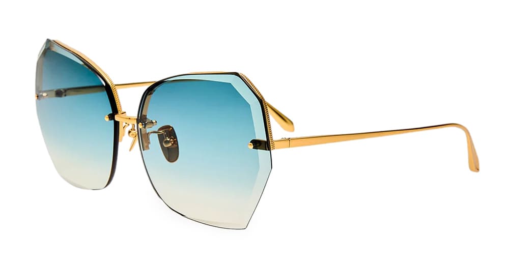  AQUA - Titanium - shape Butterfly - Gold - EYEWEAR - SUNGLASSES - Donna,Women - lens Gradient blue - Made In Japan