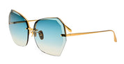 Ottica Mondello Roma - LINDA FARROW - LFL1546C2SUN - LILA - YELLOW GOLD / AQUA - Titanium - shape Butterfly - Gold - EYEWEAR - SUNGLASSES - Donna,Women - lens Gradient blue - Made In Japan