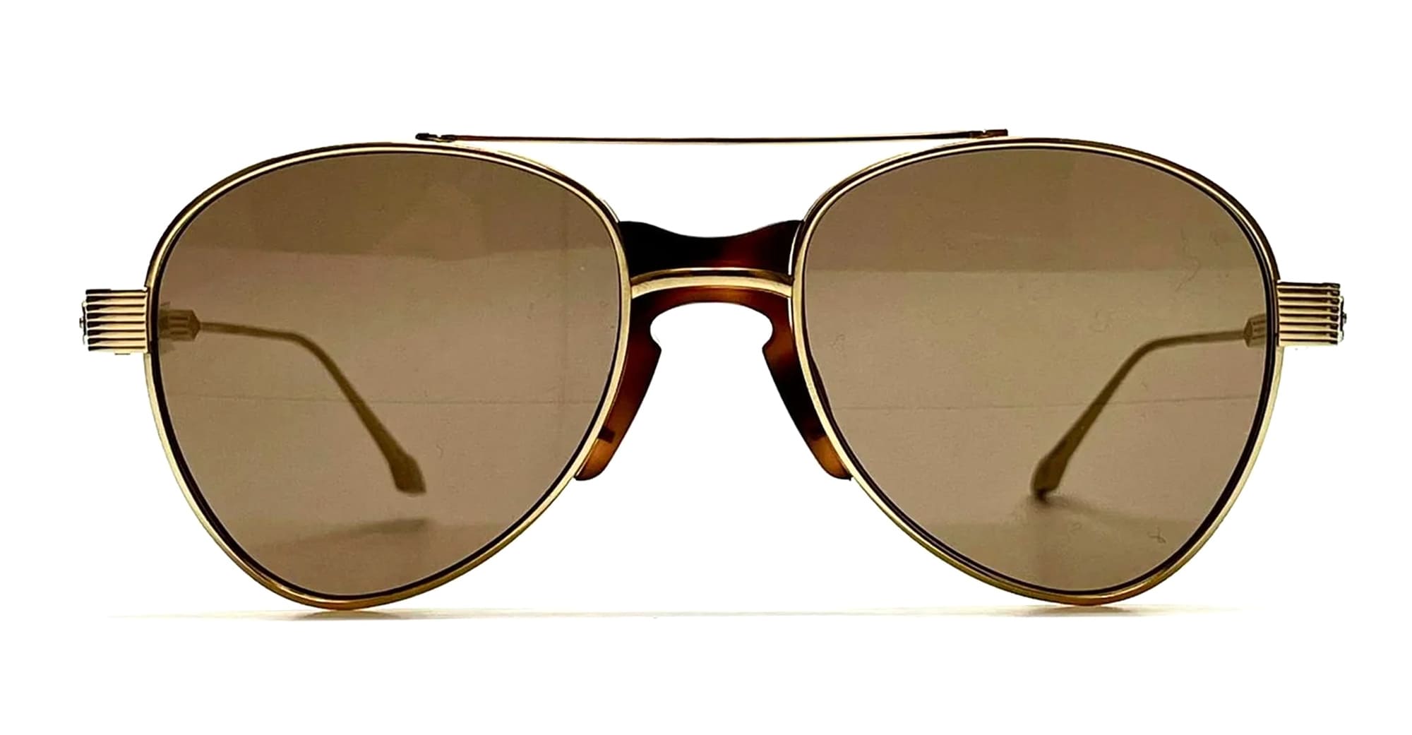 Ottica Mondello Roma - Daizo - TH-AVR001-GK18-VB01 - HIRO - 18K GOLD-PLATED / vintage brown lens - Titanium - shape Aviator - Havana - EYEWEAR - SUNGLASSES - Unisex,Uomo,Donna,Women,Men - lens Brown - Made In Japan