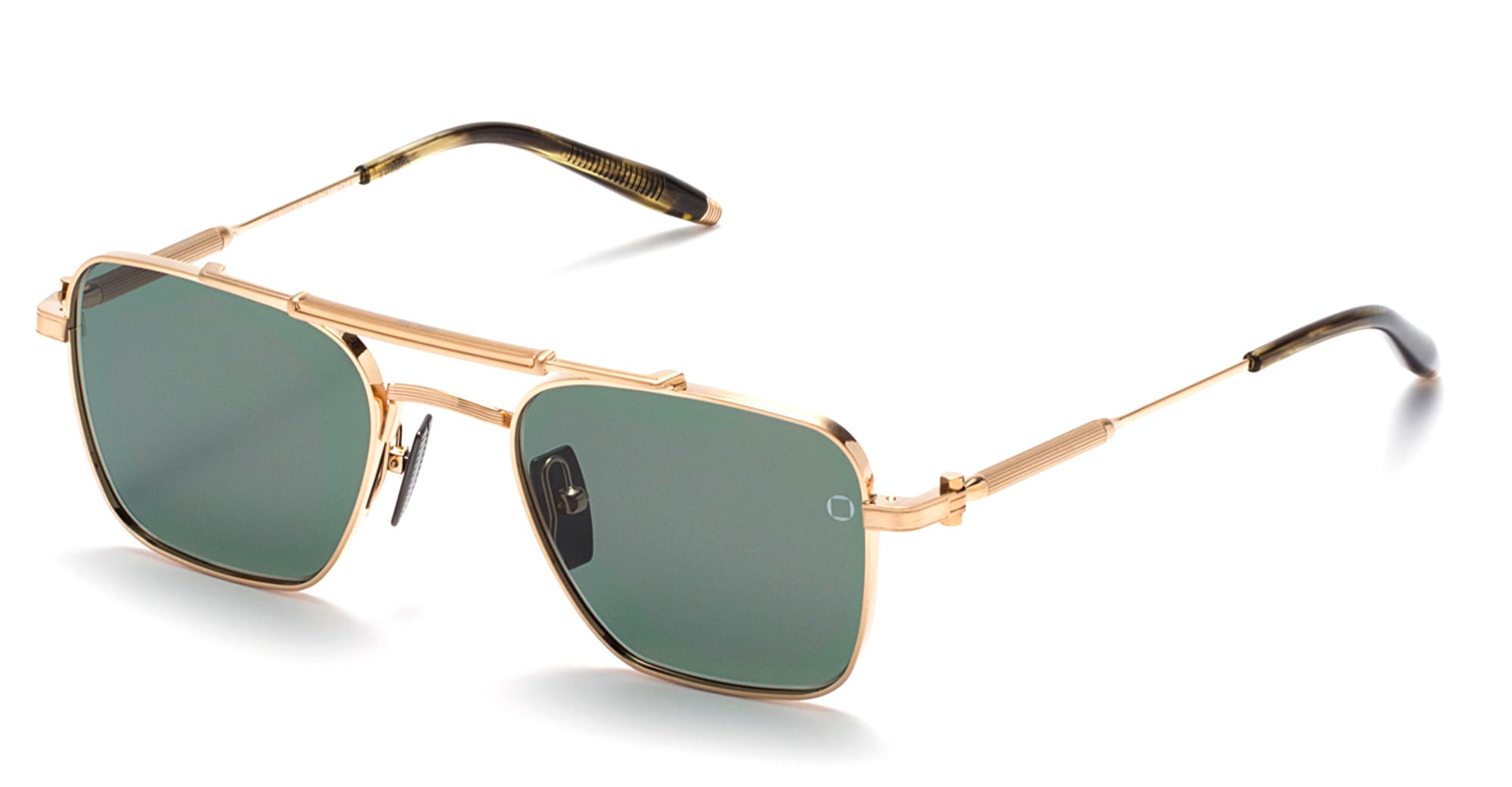  DARK TORTOISE - titanium, acetate - shape Pilot - gold, tortoise - EYEWEAR - SUNGLASSES - Unisex,Uomo,Donna,Women,Men - lens Green - Made In Japan