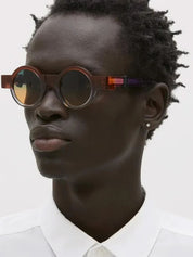 Ottica Mondello Roma - Kuboraum - KRSI02PNL00000GO - MASK I02 PNL - PINK NORTHERN LIGHTS - Acetate - shape Round - brown - EYEWEAR - SUNGLASSES - Unisex,Uomo,Donna,Women,Men - lens Gradient green - Made In Italy