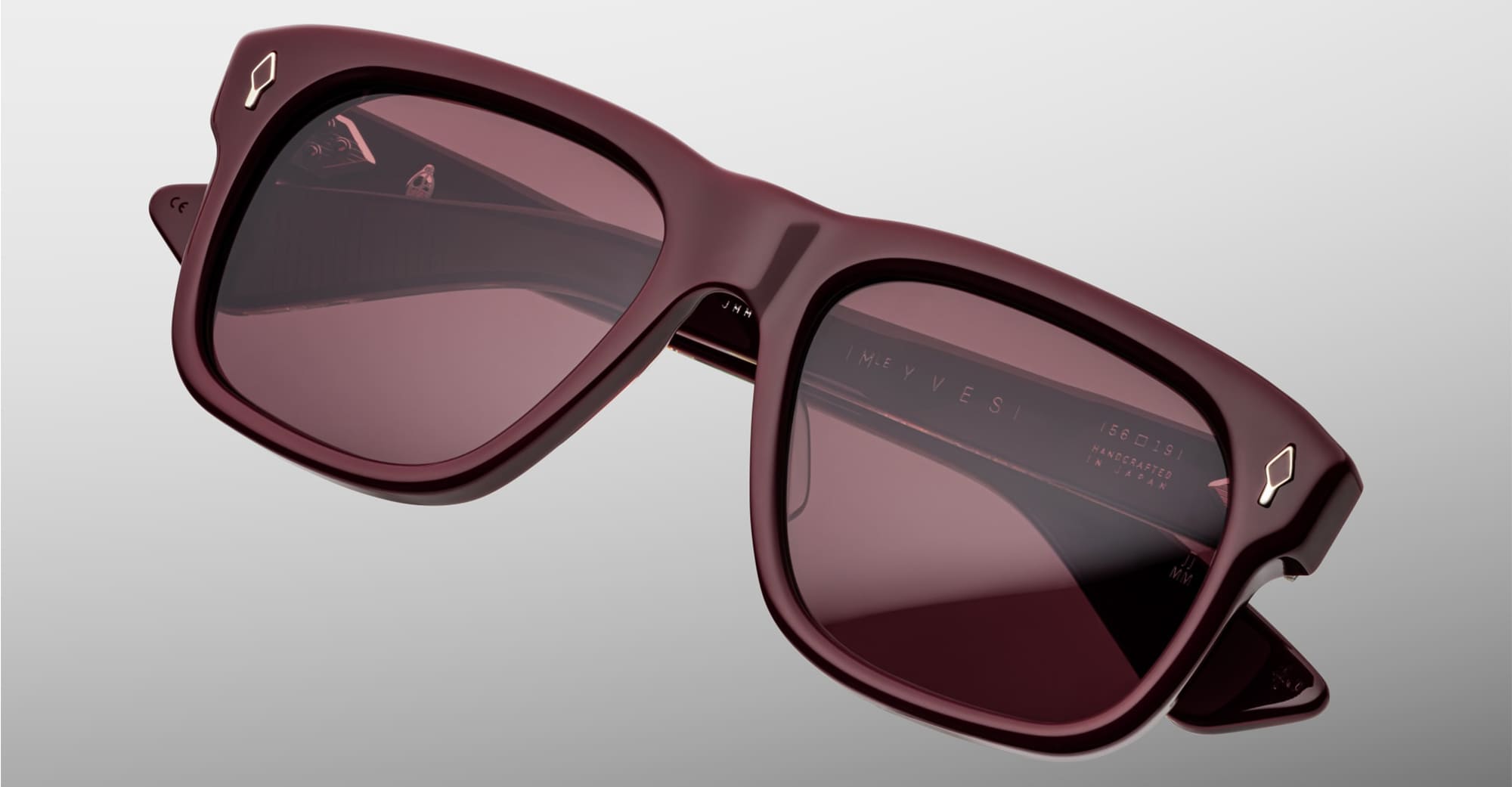 Ottica Mondello Roma - Jacques Marie Mage - JMMYV-R12 - EPOXY II: YVES - CASSIS - Acetate - shape Squared - burgundy - EYEWEAR - SUNGLASSES - Unisex,Uomo,Donna,Women,Men - lens burgundy - Made In Japan