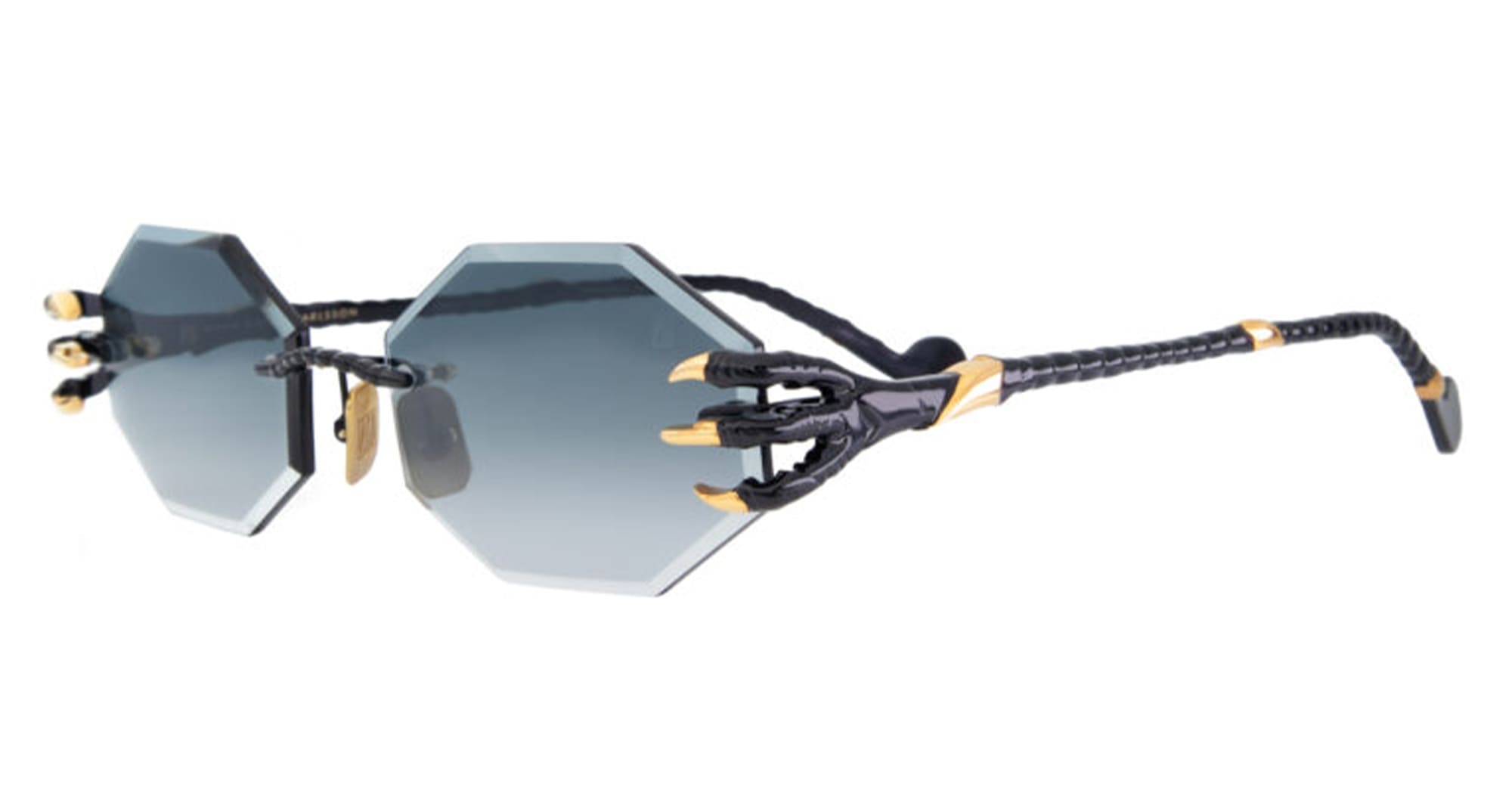 Ottica Mondello Roma - Anna-Karin Karlsson - S241-8204 - THE CLAW & THE NEST - OCTAGONAL 2.0 - Black Grey - Titanium - shape Octagonal - Black, gold - EYEWEAR - SUNGLASSES - Donna,Women - lens Grey - Made In Japan