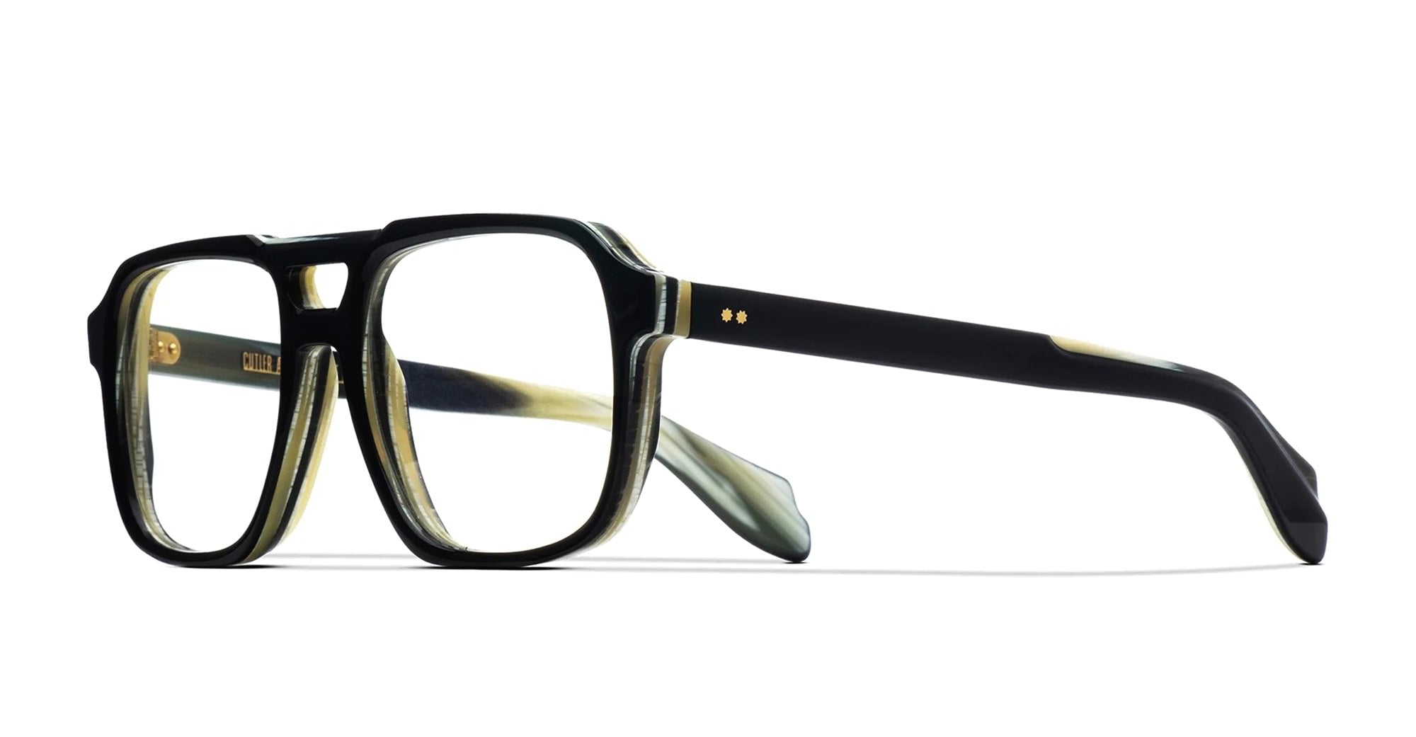 Ottica Mondello Roma - Cutler and Gross - CGOP-1394-55-05 - 1394 - BLACK ON HORN RX - Acetate - shape Navigator - Black - EYEWEAR - EYEGLASSES - Unisex,Uomo,Donna,Women,Men - lens Clear - Made In Italy