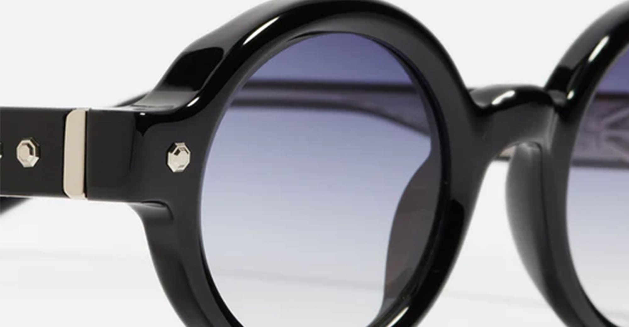 Ottica Mondello Roma - John Dalia - P13-C109-46 - Project 13 (46) - C109 Shiny Black / Silver Plated - Acetate - shape Round - black, silver - EYEWEAR - SUNGLASSES - Unisex,Uomo,Donna,Women,Men - lens Gradient blue - Made In France