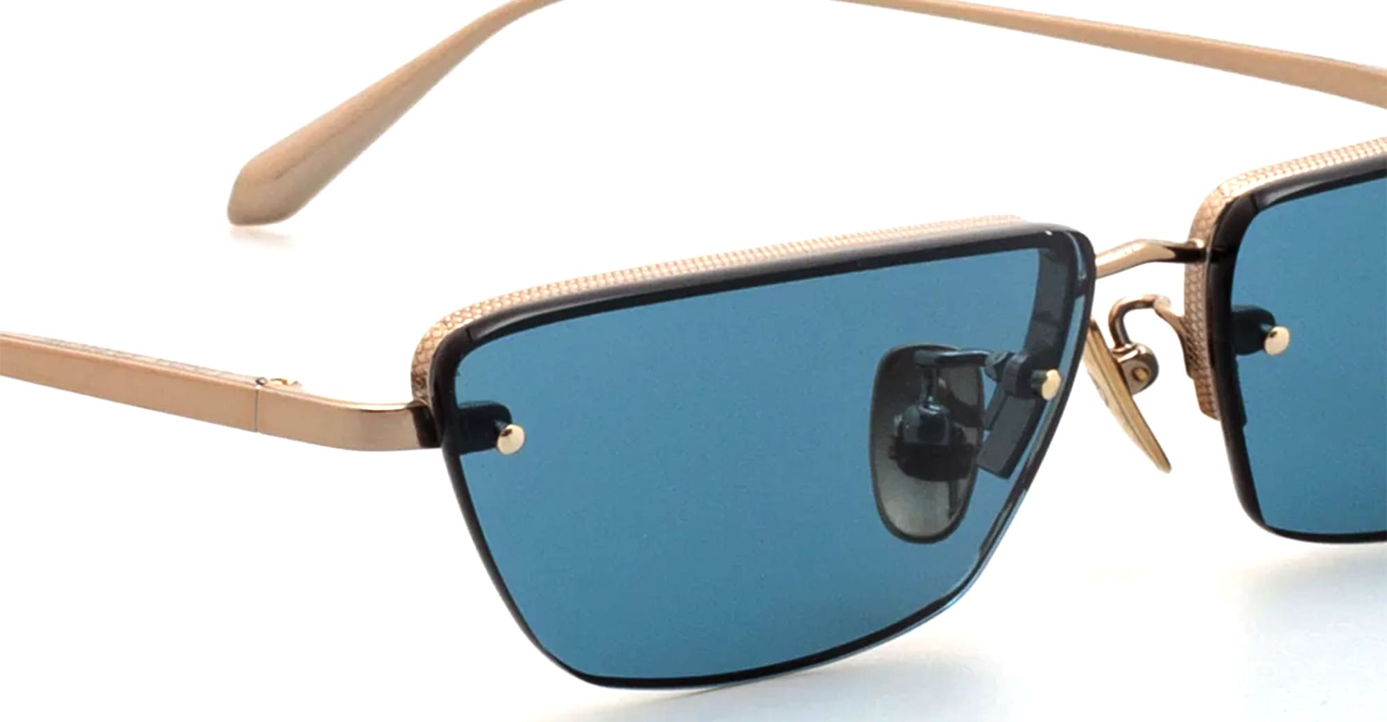 Ottica Mondello Roma - LINDA FARROW - LFL1513C2SUN - CLEO - LIGHT GOLD / AQUA - Titanium - shape Cat-eye - light gold - EYEWEAR - SUNGLASSES - Donna,Women - lens Blue - Made In Japan