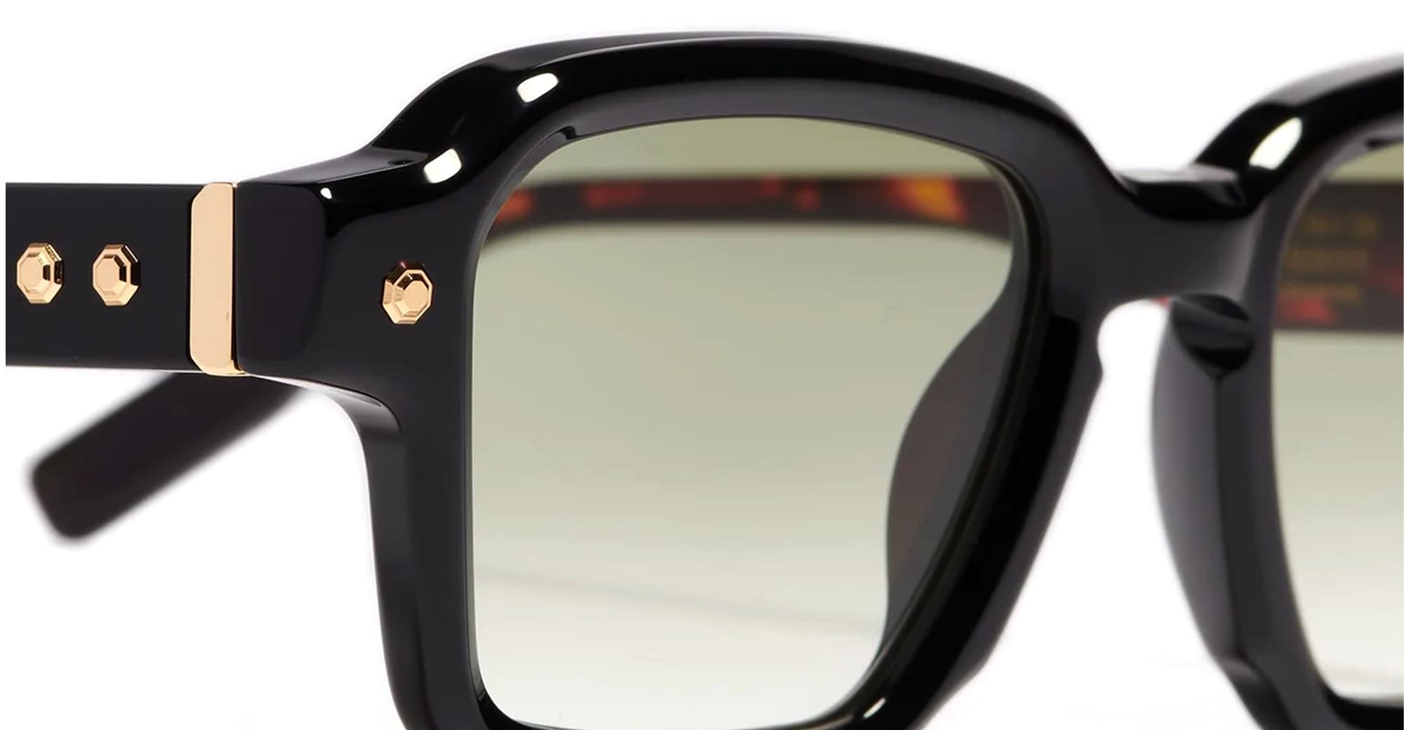 Ottica Mondello Roma - John Dalia - P07-C106 - PROJECT 07 - C106 Shiny Black / Yellow Gold - Acetate - shape Squared - Black, gold - EYEWEAR - SUNGLASSES - Unisex,Uomo,Donna,Women,Men - lens Gradient green - Made In France