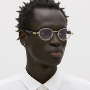 Ottica Mondello Roma - Kuboraum - KROJ74LG000000OP - MASK J74 LG - LIGHT GOLD / DARK BLUE RX - Metal - shape Round - Gold - EYEWEAR - EYEGLASSES - Unisex,Uomo,Donna,Women,Men - lens Clear - Made In Italy