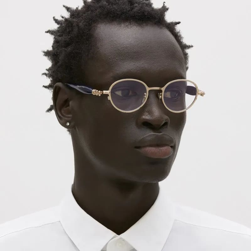 Ottica Mondello Roma - Kuboraum - KROJ74LG000000OP - MASK J74 LG - LIGHT GOLD / DARK BLUE RX - Metal - shape Round - Gold - EYEWEAR - EYEGLASSES - Unisex,Uomo,Donna,Women,Men - lens Clear - Made In Italy
