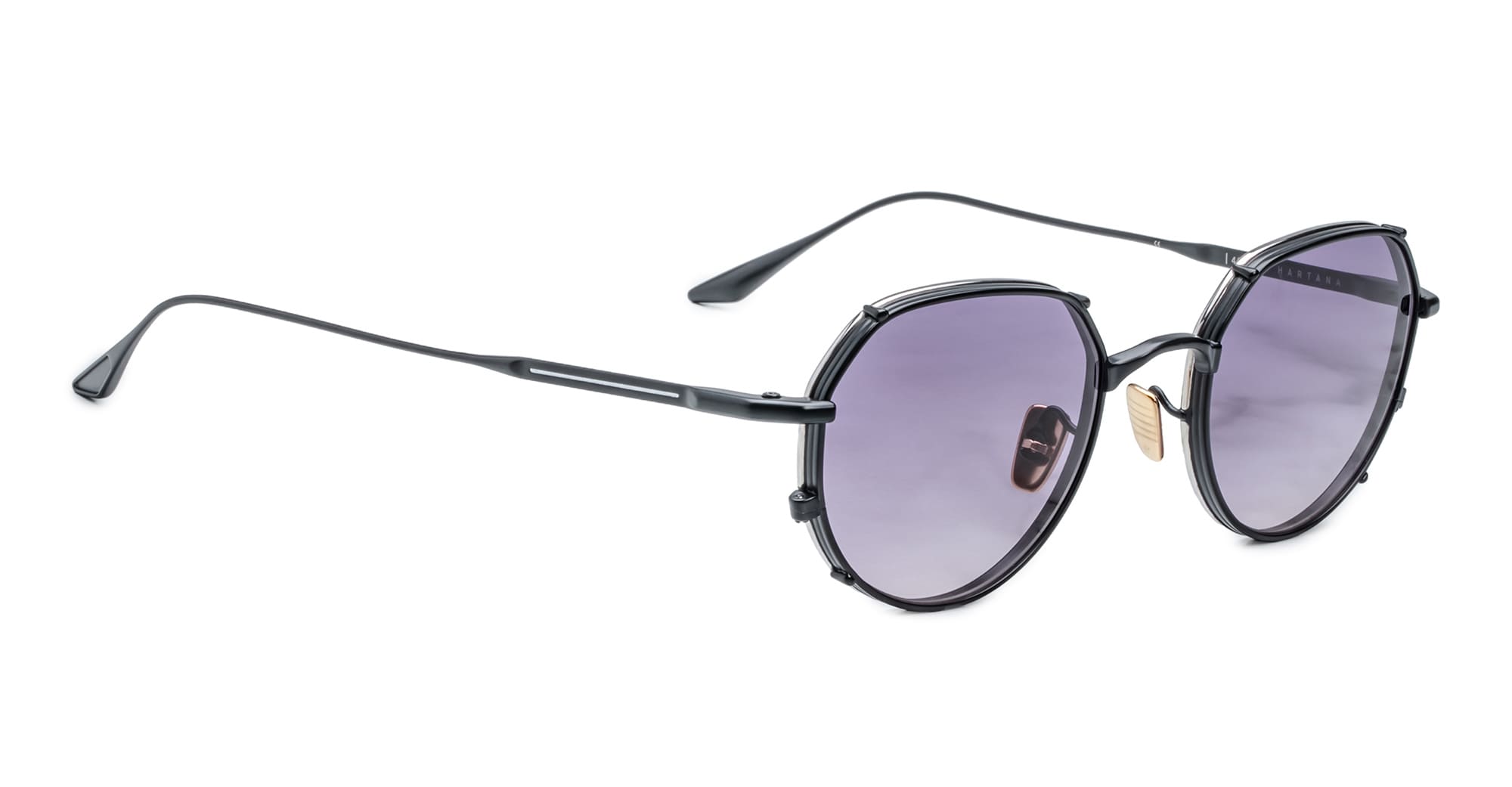 Ottica Mondello Roma - Jacques Marie Mage - JMMTN-12K - HARTANA - BLACKBERRY  - Titanium - shape Round - Black - EYEWEAR - EYEGLASSES - Uomo,Men - lens purple gradient - Made In Japan
