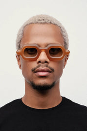 Ottica Mondello Roma - Paloceras - pebble-almond-split-sx - PEBBLE - ALMOND SPLIT SX - Acetate - shape Squared - orange - EYEWEAR - SUNGLASSES - Unisex,Uomo,Donna,Women,Men - lens Gradient green - Made In China