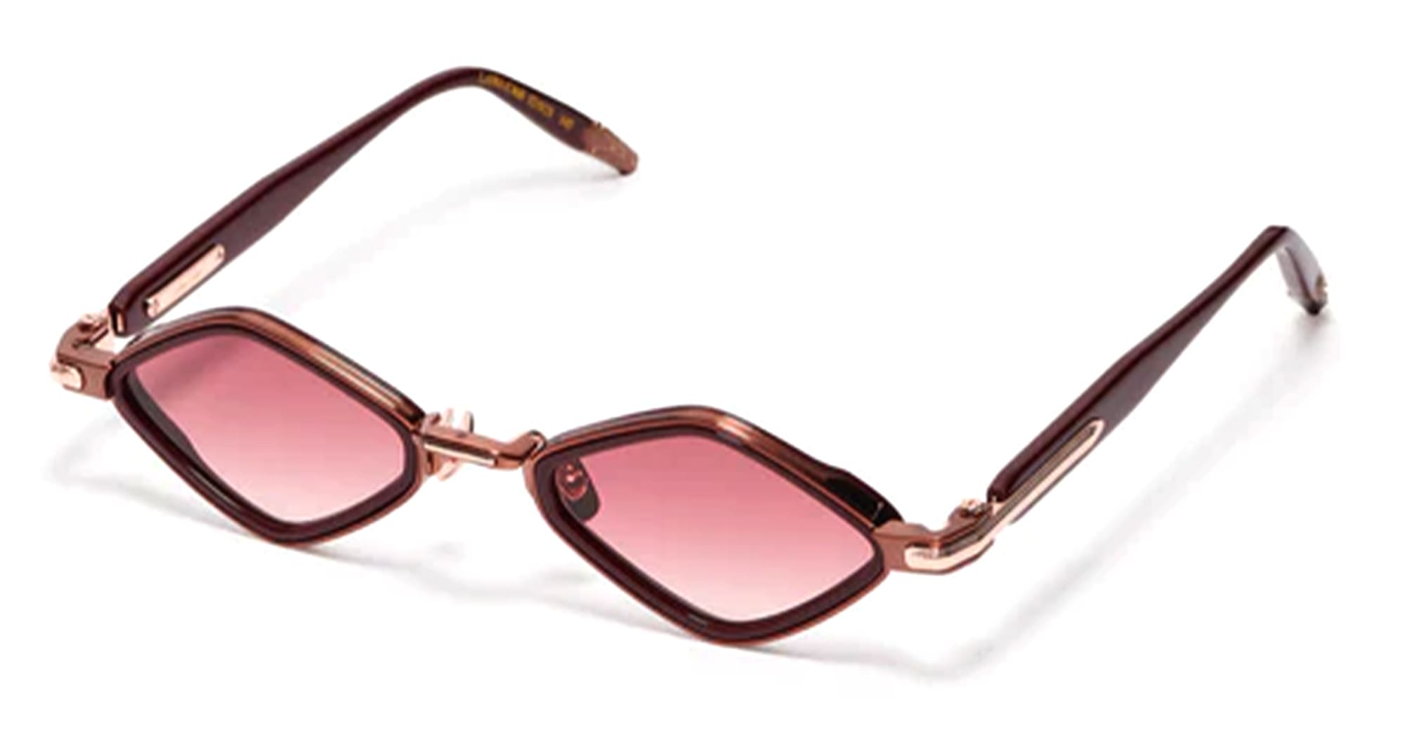  Rose Gold - titanium, acetate - shape Diamond - burgundy - EYEWEAR - SUNGLASSES - Unisex,Uomo,Donna,Women,Men - lens red - Made In France