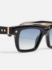 Ottica Mondello Roma - John Dalia - P17-101 - PROJECT 17 -  C101 Shiny Black / Yellow Gold - Acetate - shape Squared - Black, gold - EYEWEAR - SUNGLASSES - Unisex,Uomo,Donna,Women,Men - lens Gradient blue - Made In France