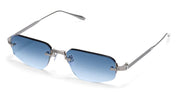 Ottica Mondello Roma - Akoni - AKS-536B-53 - JUNO-THREE - ANTIQUE SILVER - Titanium - shape Geometric - Gold - EYEWEAR - SUNGLASSES - Unisex,Uomo,Donna,Women,Men - lens Gradient blue - Made In Japan